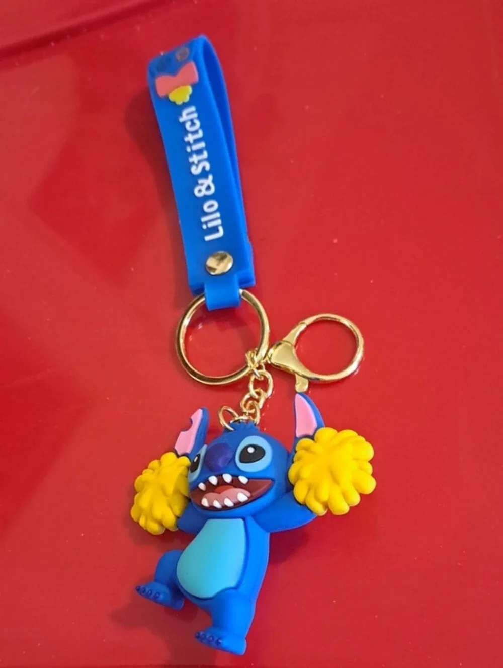 Stitch Cheerleader Silicone Bag charm Keychain Large NEW